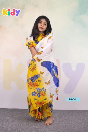 Home bs 04 হাফ সিল্ক প্রিন্ট রেডি শাড়ি