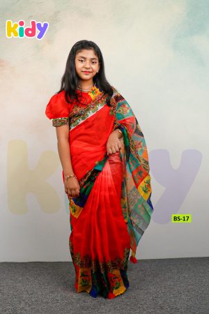 Home bs 17 হাফ সিল্ক প্রিন্ট রেডি লেহেঙ্গা শাড়ি